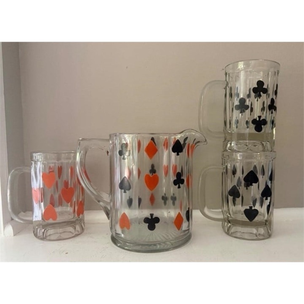 Playing Card Glass Barware Set 4pc